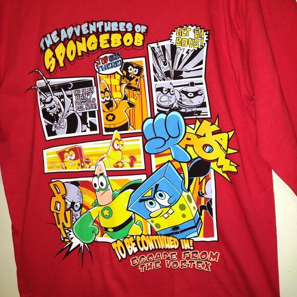 Nickelodeon The Adventures Of SPONGEBOB Red T Shirt ESCAPE FROM VORTEX Kids XL - Picture 2 of 16